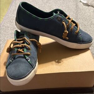 Sperry Navy Sneakers with Brown Accents